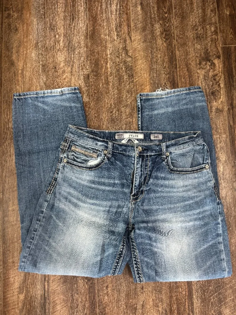 BKE Tyler Straight Leg Medium Wash Faded Denim Jeans Size 34L